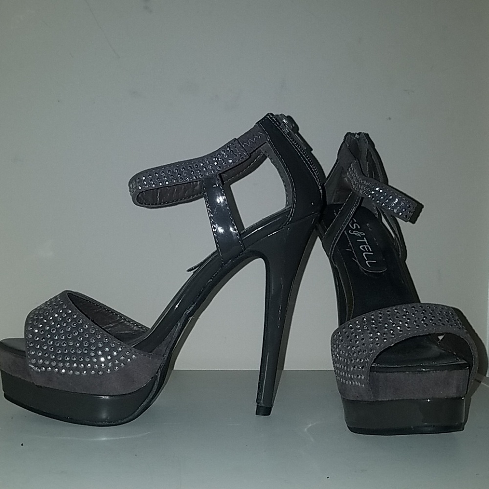 Studded Gray Heels
